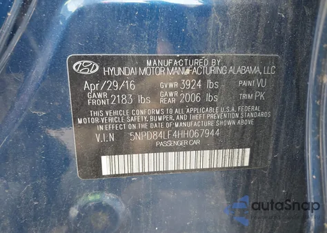 2017 Hyundai Elantra Se from USA, damaged, VIN 5NPD84LF4HH067944